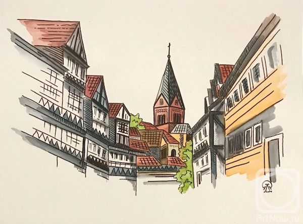 Lukaneva Larissa. German town (sketch)