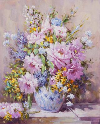 Peonies. Free copy of the painting Renoir still Life with a large flower vase (A Copy Of The Painting Of Renoir). Vlodarchik Andjei