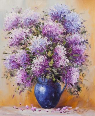Lilac Bouquet in a blue jug. Vlodarchik Andjei