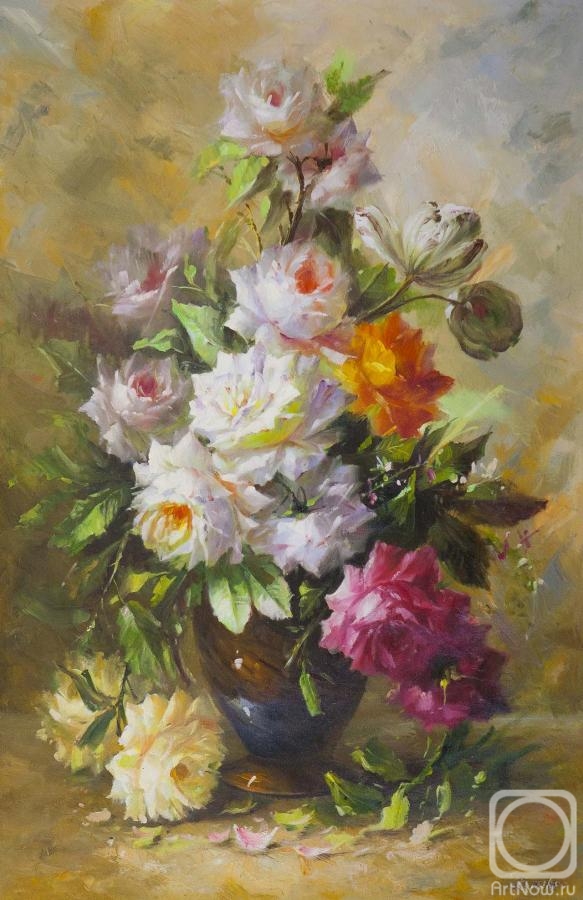 Kamskij Savelij. Bouquet with orange rose and Tulip