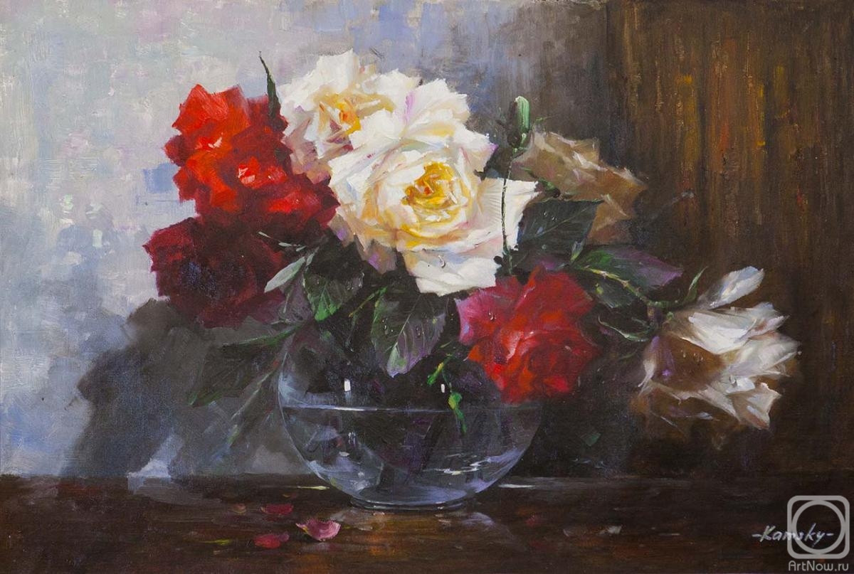Kamskij Savelij. Bouquet of red and white roses