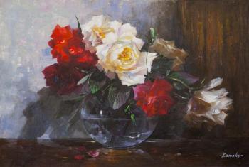 Bouquet of red and white roses. Kamskij Savelij