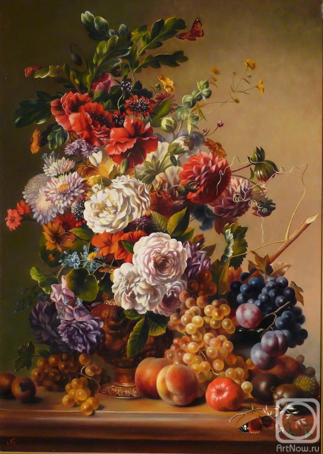 Цветы и фрукты» картина Куриленко Галины маслом на холсте — заказать на  ArtNow.ru