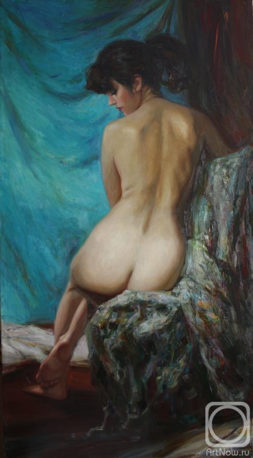 Gibet Alisa. Nude on blue