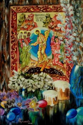 Still Life with the Icon of the Resurrection of Christ (Golden Frame). Kirillova Juliette