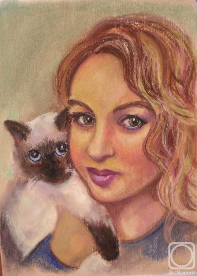 Ripa Elena. Girl with a cat