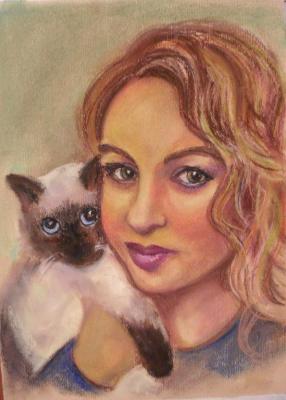 Girl with a cat. Ripa Elena