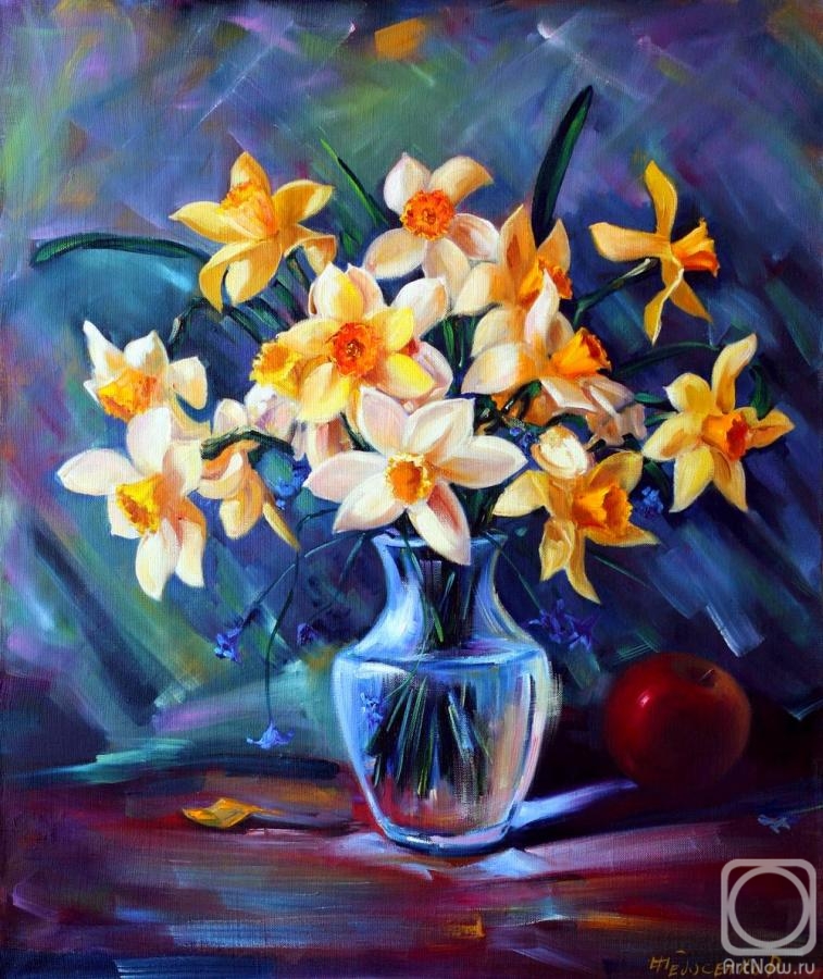 Fedosenko Roman. Daffodils in a glass vase