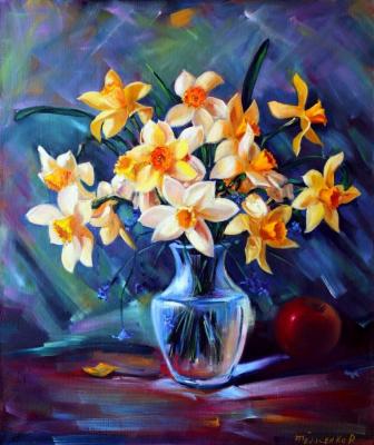 Daffodils in a glass vase. Fedosenko Roman
