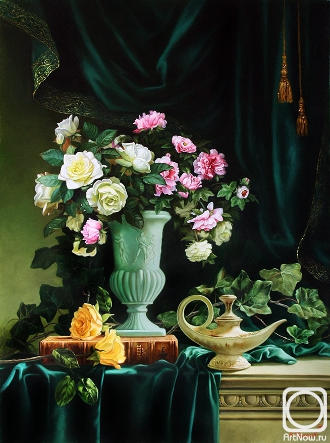 Cherkasov Vladimir. Flowers in jade vase