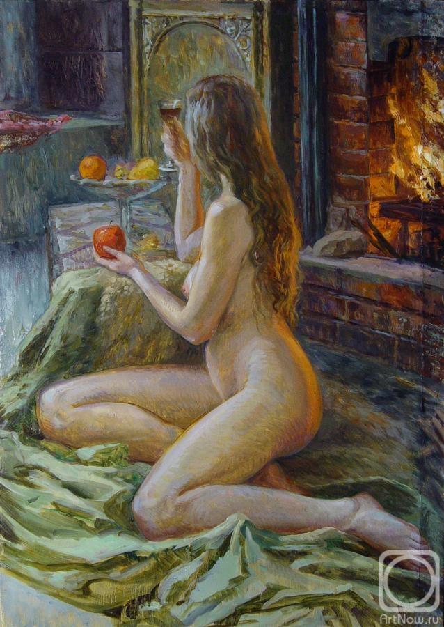 Kostylev Dmitry. Nude near the fireplace