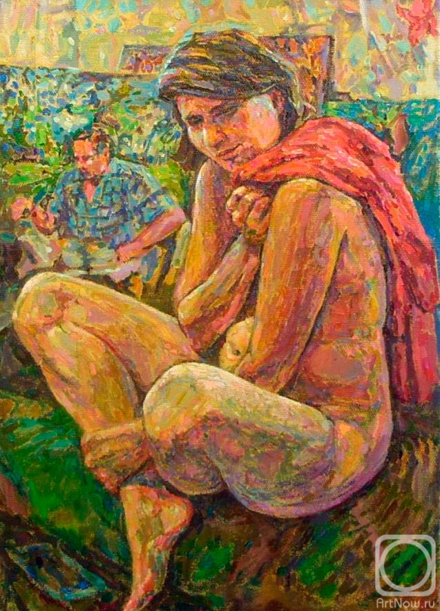 Shchukin Fedor. Sitting on a red