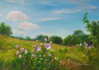 Landscape with wild Malva