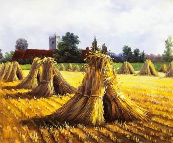 A free copy of the painting hardy Heywood. Sheaves near the Church of Breuil