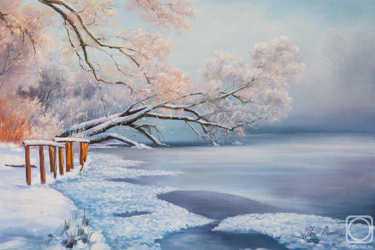 Romm Alexandr. Trees in frost above the river