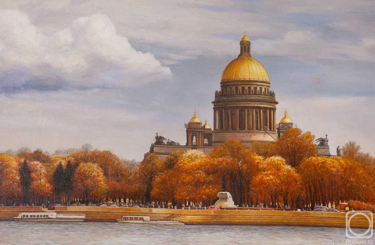 Kamskij Savelij. Autumn view of St. Isaac's Cathedral from the Neva
