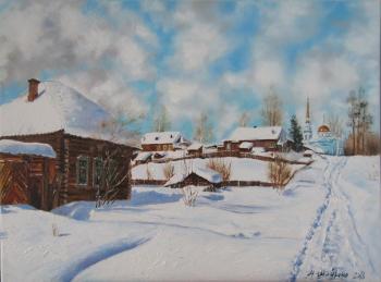 Country Road, Winter Landscape Original Art Canvas, Cottage Painting Oil , Snow Painting, Winter Wall Art