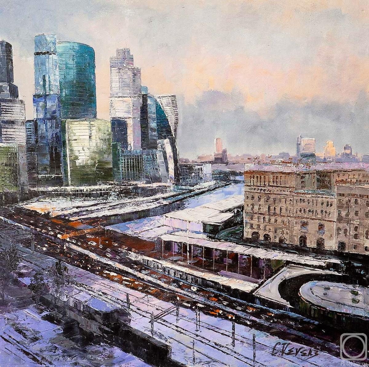 Vevers Christina. View of Moscow city from Kutuzov Avenue