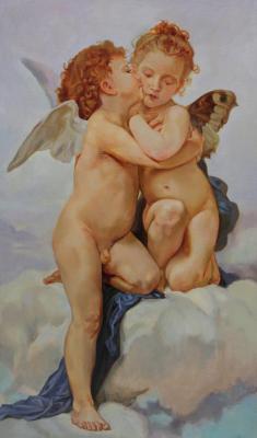 Copy of the painting by Adolphe William Bouguereau "Cupid and Psyche"