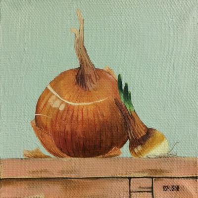  Rustic still life. Onion