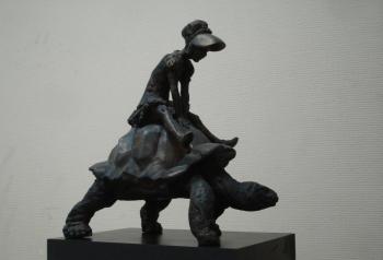 Girl on a turtle