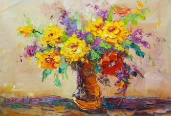 Multi-colored bouquet with yellow roses N2. Gomes Liya