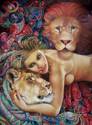 Woman and lions. Kharabadze Teimuraz