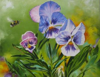 Violas and bumblebees. Shaykina Natalia