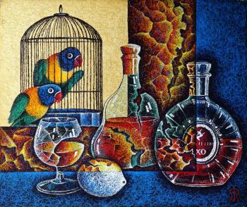Still life with parrots (Lovebirds). Riazantcev Igor