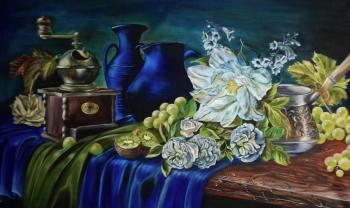 Still life in blue-green tones (Floral Still-Life). Kirillova Juliette