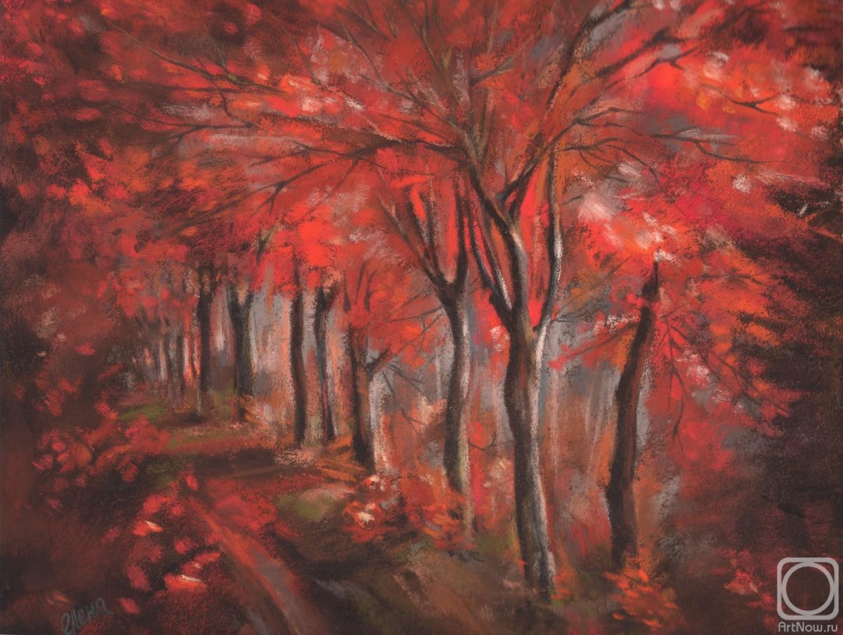 Adamovich Elena. Scarlet forest. Pastel
