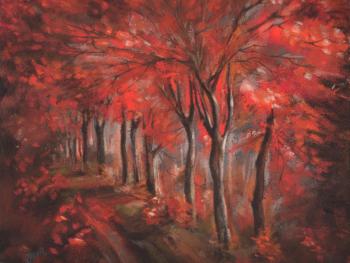 Scarlet forest. Pastel. Adamovich Elena