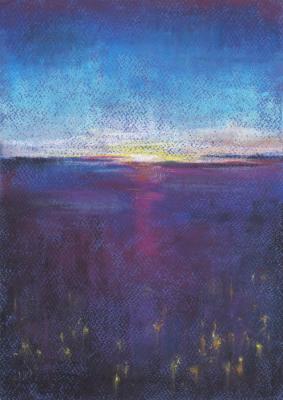 Sunset lights. Pastel (View From An Airplane). Adamovich Elena