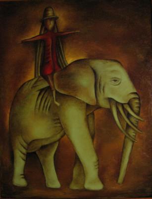 Horseman on an elephant. Kuznetsov Vladimir