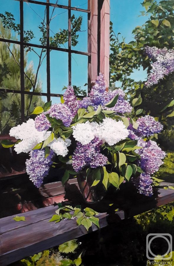 Alekhin Alexander. Still life with lilac in the garden