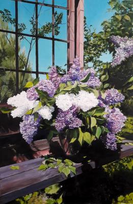 Still life with lilac in the garden. Alekhin Alexander