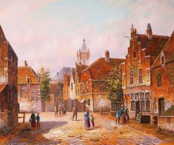 Old Dutch street. Imitating Willem Kukku. N13 (Painting As A Gift For Any Occas). Romm Alexandr