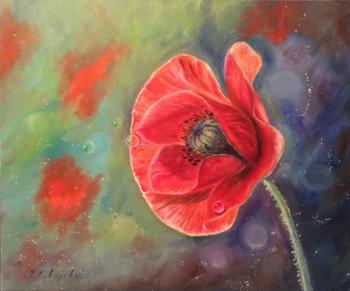 Poppy after rain (Painting With Poppy Seeds). Suvorova Ekaterina