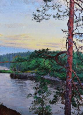 Night landscape with a pine. Krasovskaya Tatyana