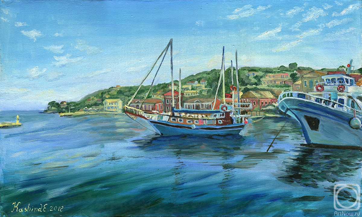 Kashina Eugeniya. Gayos, the capital of the island of Paxos. Yachts