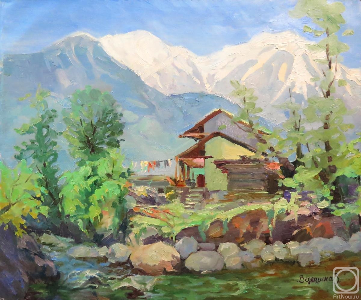 Vedeshina Zinaida. The Himalayas. A house over a mountain river