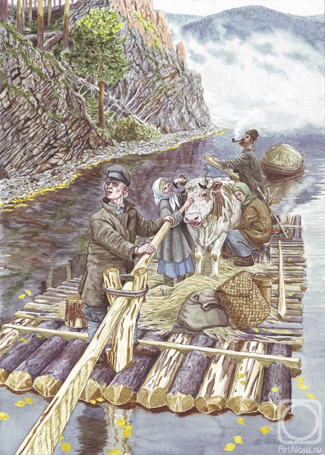 Fomin Nikolay. Siberian settlers after buying a nurse cow