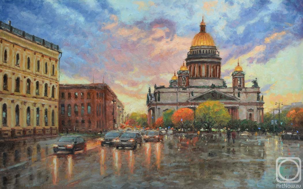 Razzhivin Igor. St. Isaac's square in the light of sunset