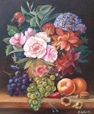 Still life with flowers and fruits. Suvorova Ekaterina