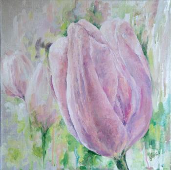 Pink bud. Tulip. Adamovich Elena