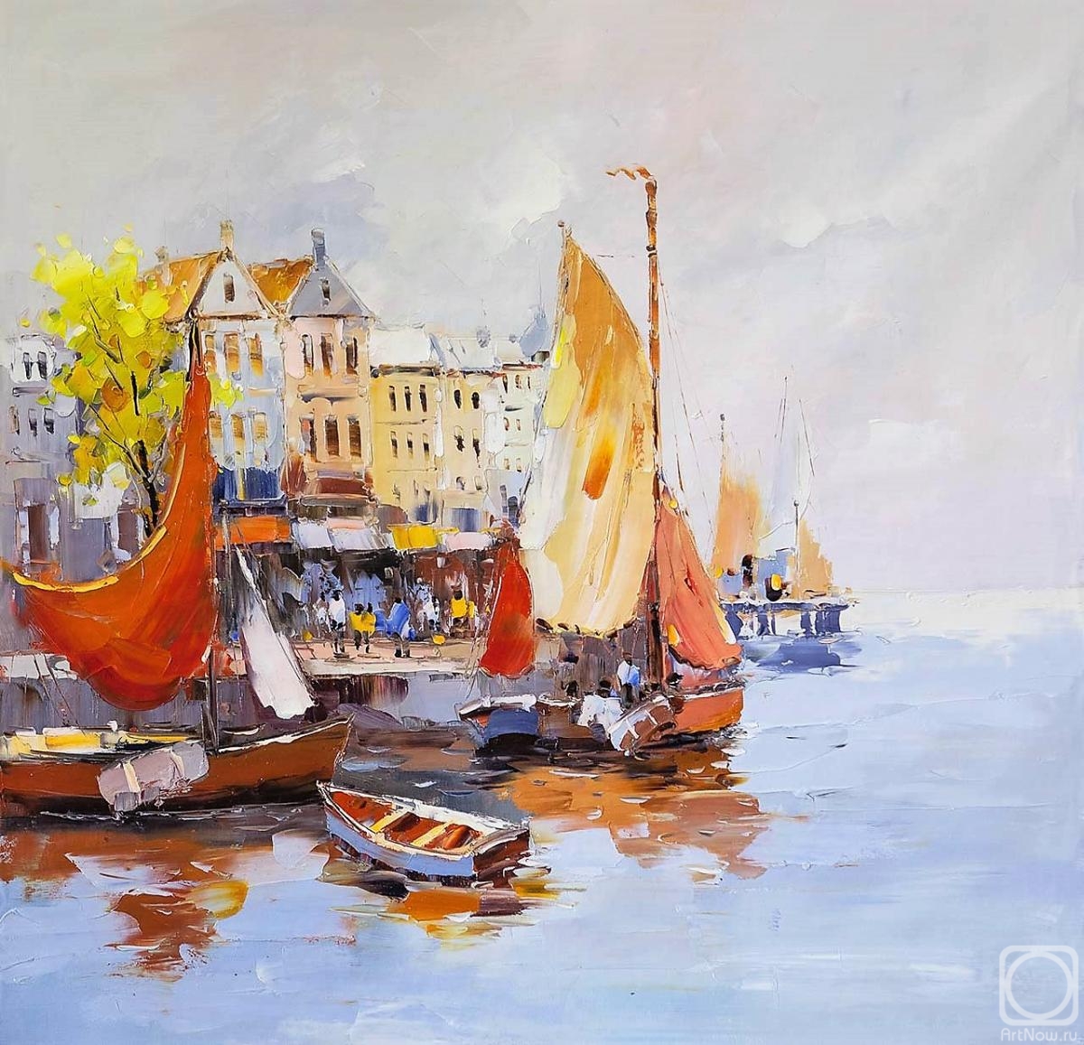 Gomes Liya. Amsterdam. Boat on the background of the city N2