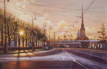 Deserted St. Petersburg at dawn. Romm Alexandr