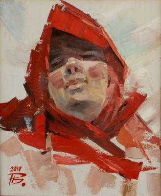 Young woman in a red kerchief. Rakcheev Vladimir