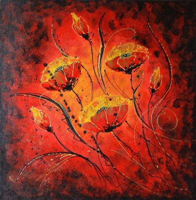 Red poppies in a square. Daronina Irina