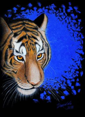 Tiger. Painting with tiger (Painting A Tiger Face). Daronina Irina